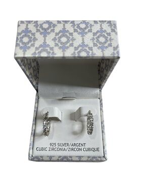 Lake + Gray NWT 925 Sterling Silver Cubic Zirconia Delicate Hoop Earrings *As Is